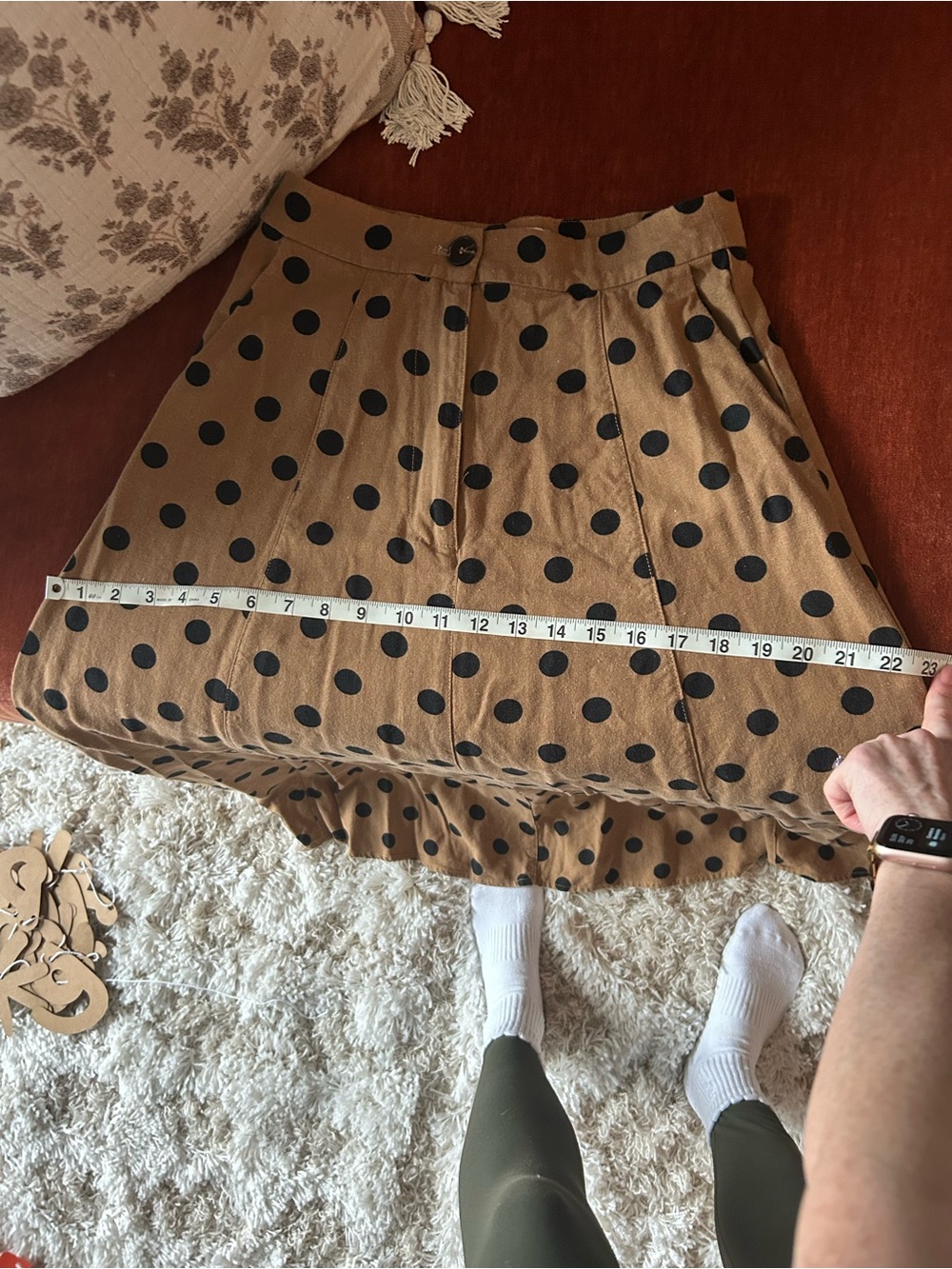 Dress Forum Tan Midi Skirt with Black Polka Dots - Picture 6 of 6